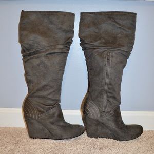 Gray Wedge Boots